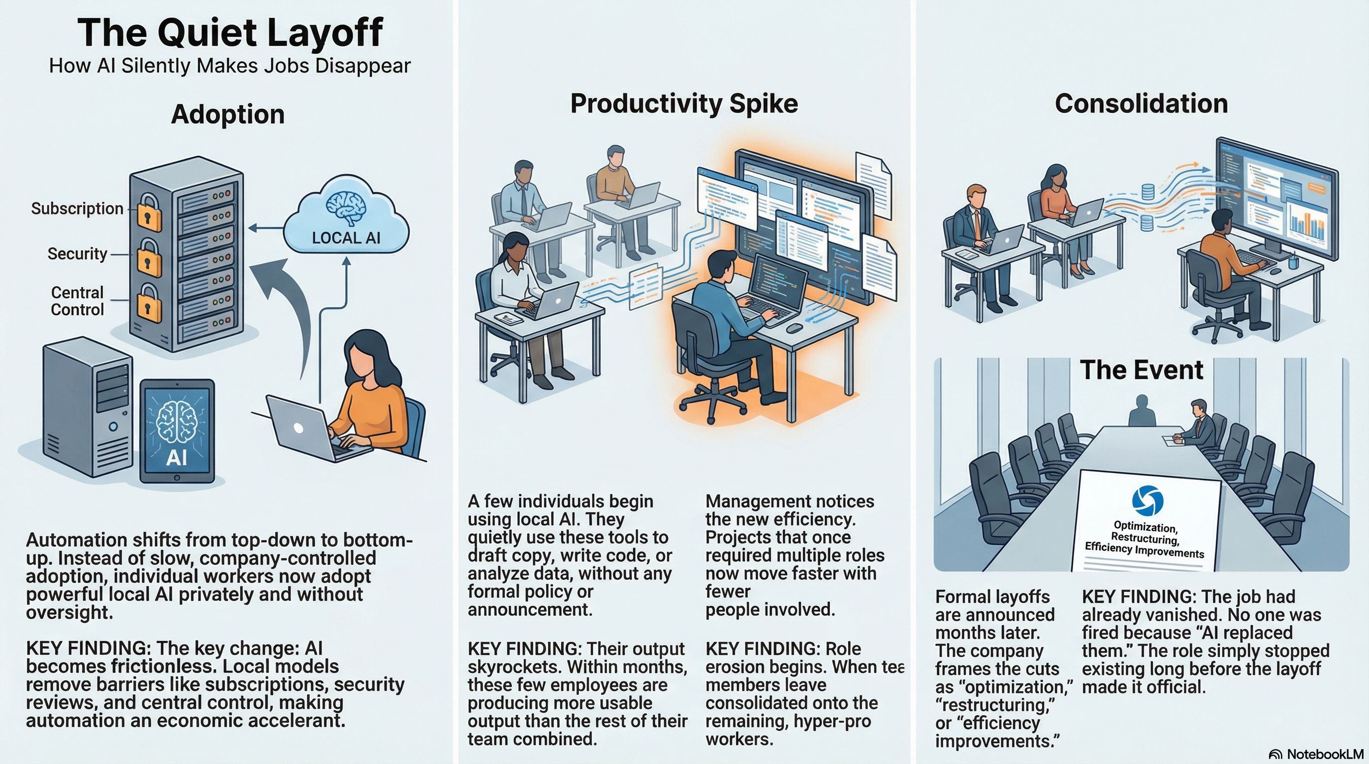 Infographic: Job security self-assessment comparing execution-based work to outcome-based value